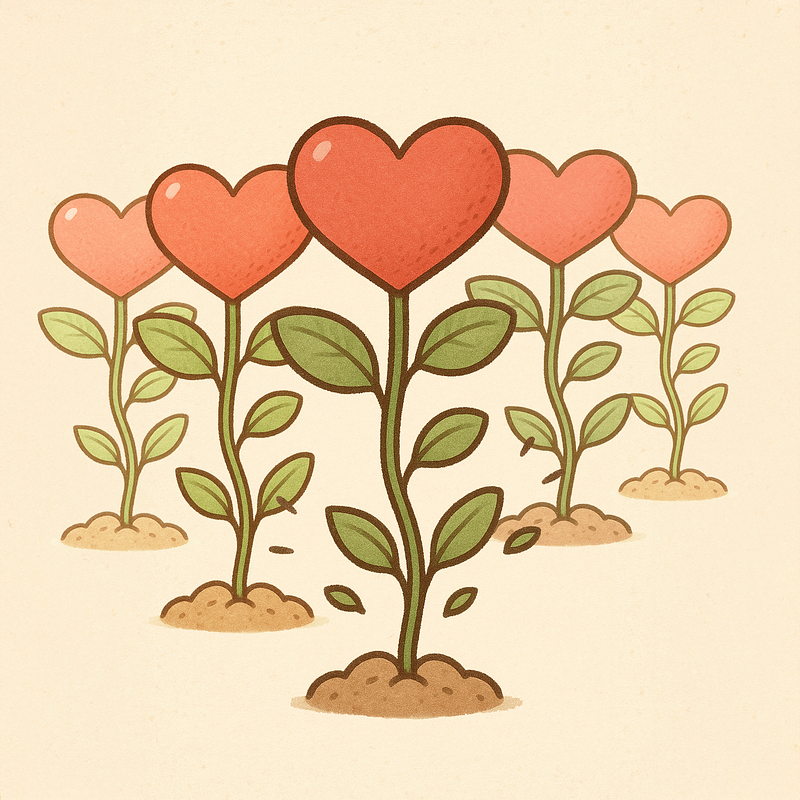 Cinq cœurs récoltés